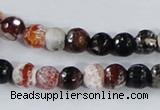 CAA384 15.5 inches 8mm faceted round fire crackle agate beads