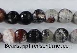 CAA386 15.5 inches 12mm faceted round fire crackle agate beads