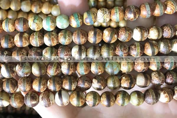 CAA3875 15 inches 8mm round tibetan agate beads wholesale