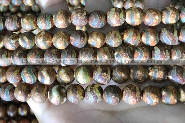 CAA3899 15 inches 10mm round tibetan agate beads wholesale