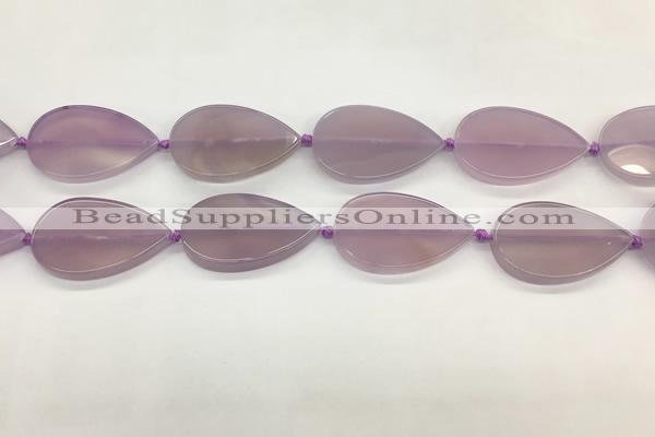 CAA4076 15.5 inches 30*50mm flat teardrop purple agate gemstone beads