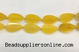 CAA4077 15.5 inches 30*50mm flat teardrop yellow agate gemstone beads