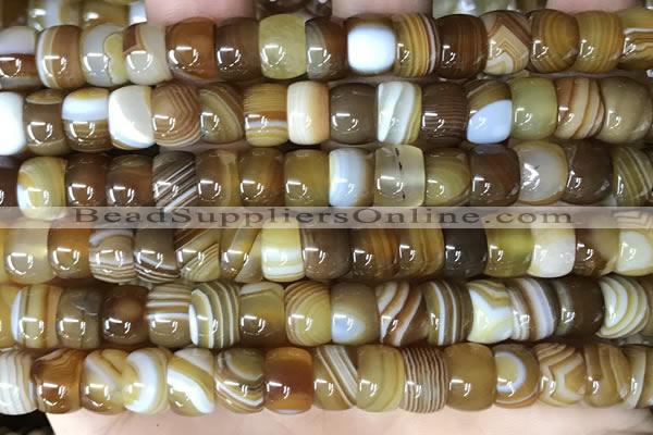 CAA4147 15.5 inches 6*9mm rondelle line agate beads wholesale