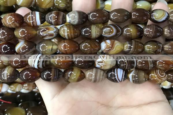 CAA4159 15.5 inches 10*14mm rice line agate beads wholesale