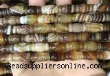 CAA4195 15.5 inches 8*15mm carved drum line agate gemstone beads