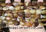 CAA4211 15.5 inches 10*14mm oval line agate beads wholesale