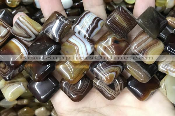 CAA4236 15.5 inches 20*20mm diamond line agate beads wholesale