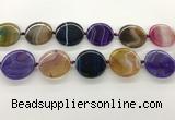 CAA4300 15.5 inches 30mm flat round line agate beads wholesale