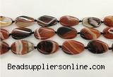 CAA4301 15.5 inches 25*30mm twisted oval line agate beads