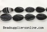 CAA4304 15.5 inches 30*40mm twisted oval line agate beads