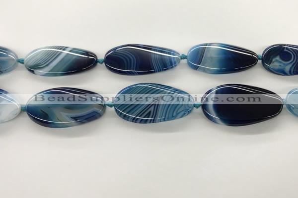 CAA4312 15.5 inches 25*45mm twisted oval line agate beads