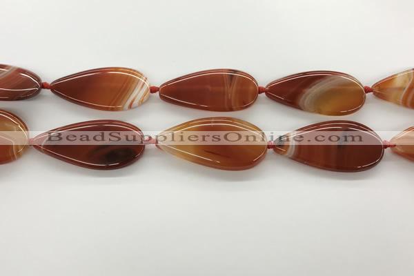 CAA4330 15.5 inches 25*50mm flat teardrop line agate beads