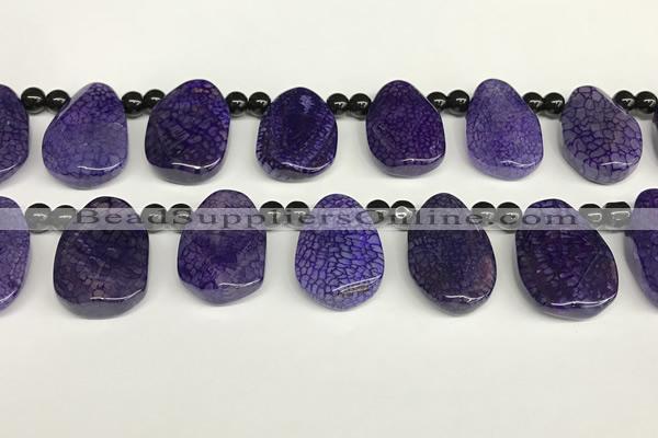 CAA4361 Top drilled 20*30mm freeform dragon veins agate beads