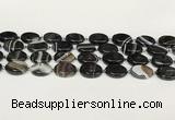 CAA4397 15.5 inches 15*20mm oval black banded agate beads