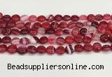 CAA4583 15.5 inches 10mm flat round banded agate beads wholesale