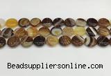 CAA4596 15.5 inches 14mm flat round banded agate beads wholesale