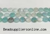 CAA4600 15.5 inches 14mm flat round banded agate beads wholesale