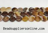 CAA4612 15.5 inches 18mm flat round banded agate beads wholesale