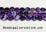 CAA4613 15.5 inches 18mm flat round banded agate beads wholesale