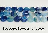 CAA4617 15.5 inches 18mm flat round banded agate beads wholesale