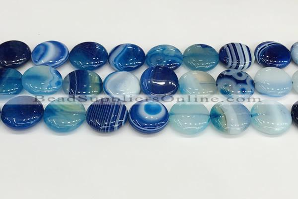 CAA4617 15.5 inches 18mm flat round banded agate beads wholesale