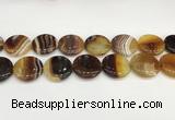 CAA4628 15.5 inches 25mm flat round banded agate beads wholesale