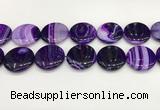 CAA4637 15.5 inches 30mm flat round banded agate beads wholesale