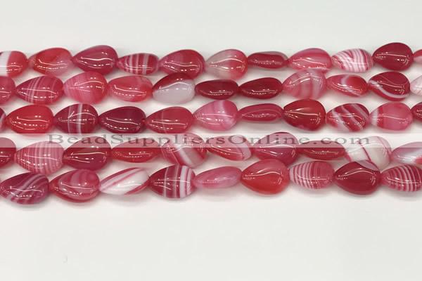 CAA4689 15.5 inches 10*14mm flat teardrop banded agate beads wholesale