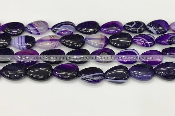 CAA4703 15.5 inches 13*18mm flat teardrop banded agate beads wholesale