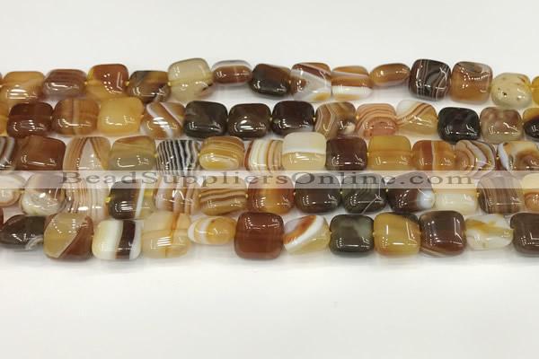 CAA4726 15.5 inches 10*10mm square banded agate beads wholesale