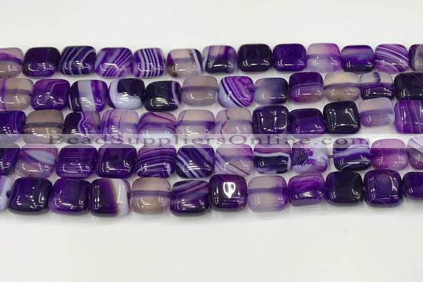 CAA4727 15.5 inches 10*10mm square banded agate beads wholesale