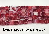 CAA4729 15.5 inches 10*10mm square banded agate beads wholesale