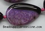 CAA475 15.5 inches 25*38mm flat teardrop agate druzy geode beads