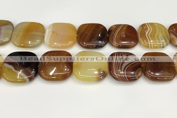 CAA4781 15.5 inches 30*30mm square banded agate beads wholesale