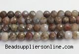 CAA5013 15.5 inches 12mm faceted round flower agate beads