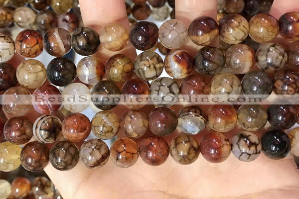 CAA5049 15.5 inches 10mm round dragon veins agate beads wholesale