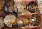 CAA5062 15.5 inches 6mm faceted round dragon veins agate beads