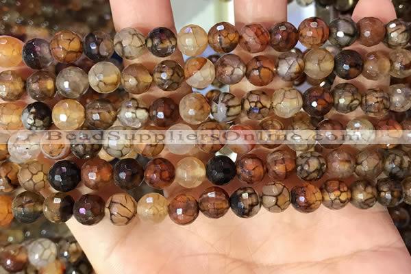 CAA5062 15.5 inches 6mm faceted round dragon veins agate beads