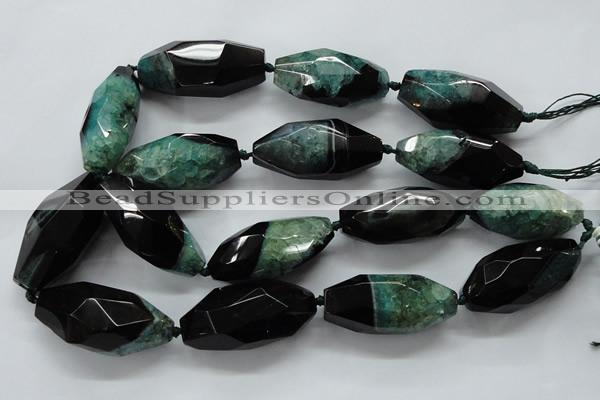 CAA509 15.5 inches 22*50mm faceted rice agate druzy geode beads