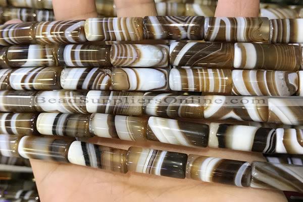 CAA5127 15.5 inches 8*20mm tube striped agate gemstone beads