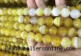 CAA5151 15.5 inches 8mm faceted round banded agate beads