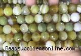 CAA5161 15.5 inches 14mm faceted round banded agate beads