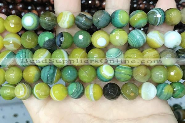 CAA5166 15.5 inches 10mm faceted round banded agate beads