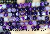 CAA5179 15.5 inches 8mm faceted round banded agate beads