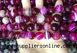 CAA5188 15.5 inches 12mm faceted round banded agate beads