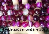 CAA5189 15.5 inches 14mm faceted round banded agate beads