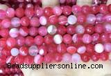 CAA5193 15.5 inches 8mm faceted round banded agate beads