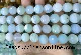 CAA5224 15.5 inches 14mm faceted round banded agate beads