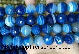 CAA5232 15.5 inches 16mm faceted round banded agate beads