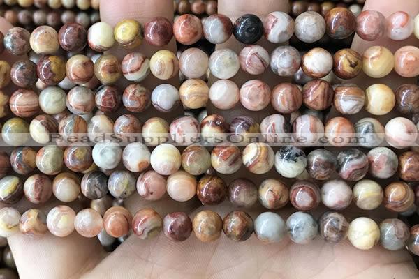 CAA5271 15.5 inches 6mm round natural red crazy lace agate beads